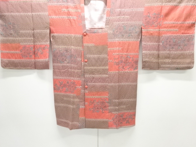 未使用品　絞り横段に花唐草模様道行コート
